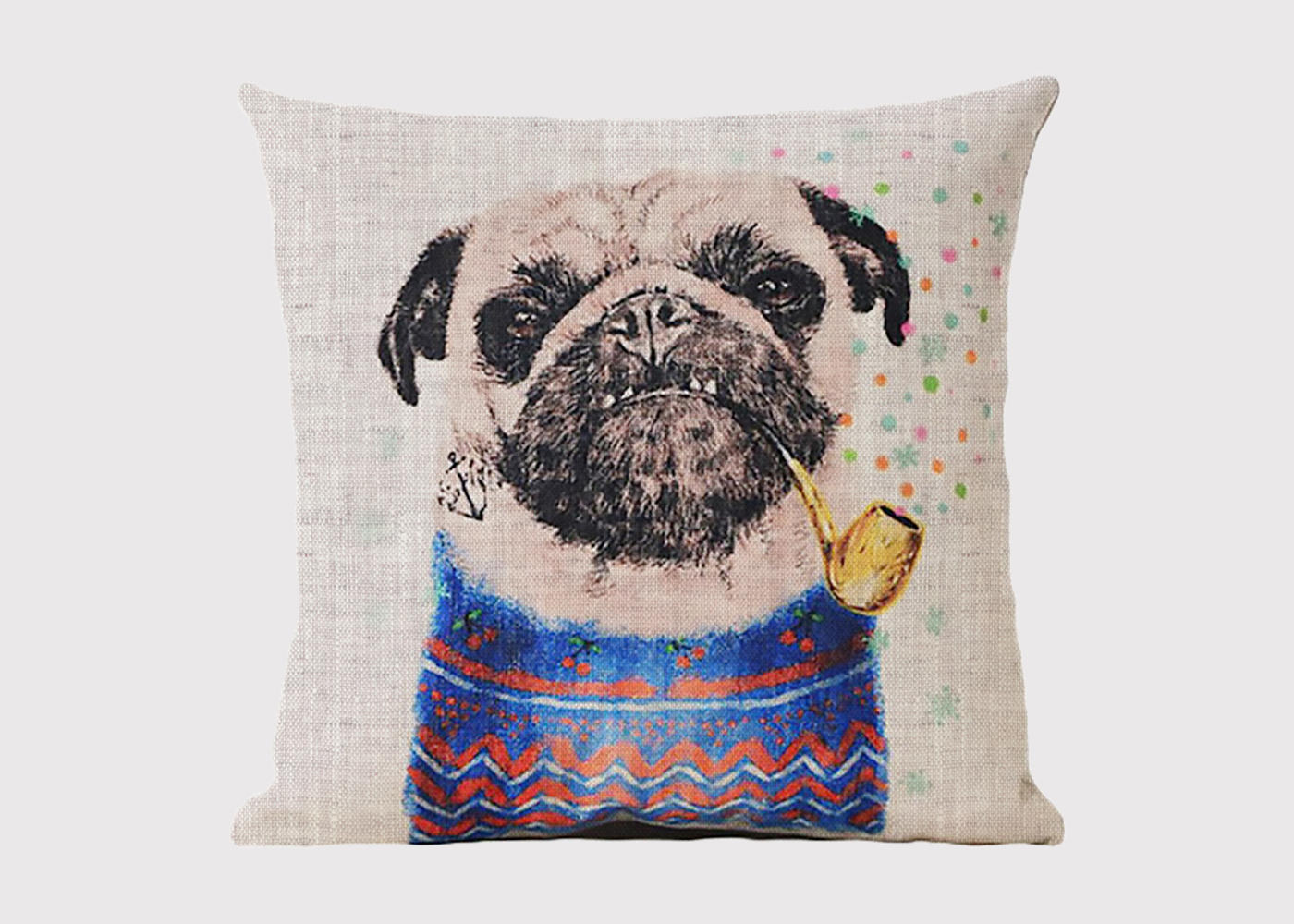 Smoking Pug Cushion